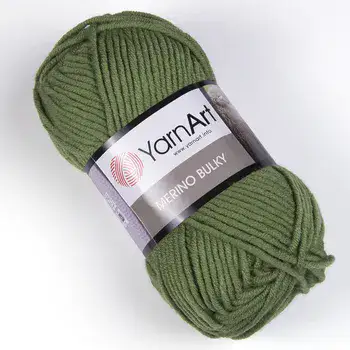 צמר מרינו- MERINO BULKY צמר עבה עם 25% צמר אמיתי בצבע-ירוק זית 098