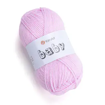 YARNART-BABY- צמר לסריגה לתינוקות בייבי-במבצע בצבע- מנוקד ורוד 649