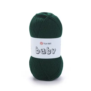 YARNART-BABY- צמר לסריגה לתינוקות בייבי-במבצע בצבע- ירוק בקבוק 590
