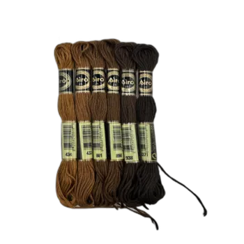סט 6 חוטי רקמה בגוונים חומים כהים (434)