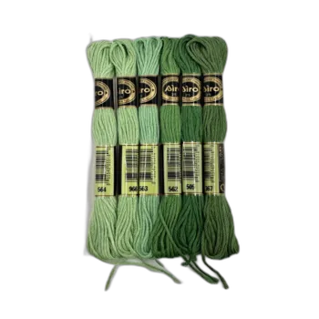 סט 6 חוטי רקמה בגוונים ירוקים (564)