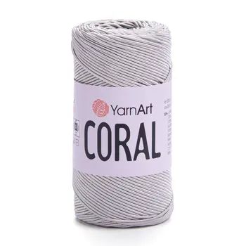 חוט סריגה קורלYARNART-CORAL לסריגת תיקים, רנרים ומפות בצבע- אפור פנינה 1918