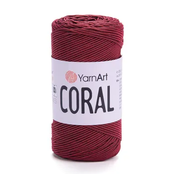 חוט סריגה קורלYARNART-CORAL לסריגת תיקים, רנרים ומפות בצבע- בורדו 1909