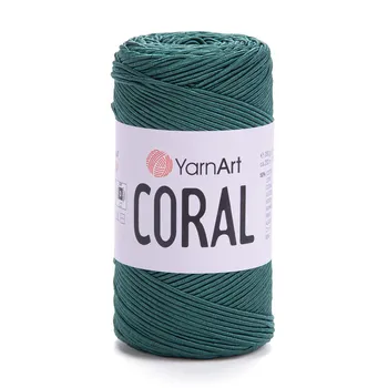 חוט סריגה קורלYARNART-CORAL לסריגת תיקים, רנרים ומפות בצבע- ירוק בקבוק 1913