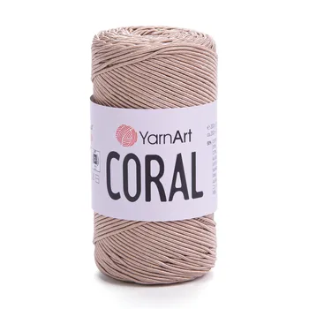 חוט סריגה קורלYARNART-CORAL לסריגת תיקים, רנרים ומפות בצבע- טבעי 1914