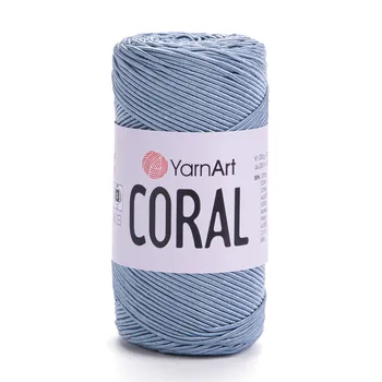 חוט סריגה קורלYARNART-CORAL לסריגת תיקים, רנרים ומפות בצבע- תכלת 1916