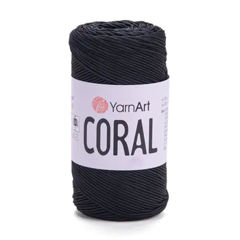 חוט סריגה קורלYARNART-CORAL לסריגת תיקים, רנרים ומפות בצבע- שחור 1902