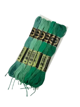 סט 6 חוטי רקמה בגוונים טורקיז (3849)