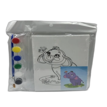 קנווס מצוייר עם צבעים ומכחולים- פיל
