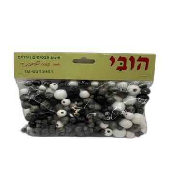 חרוזים ליצירה מעץ בגדלים שונים גווני שחור לבן אפור במבצע
