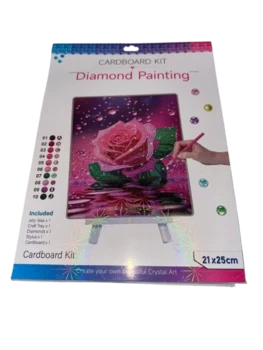 עבודת יצירה-קיט הדבקה/שיבוץ יהלומים21X25דגם -ורד ורוד