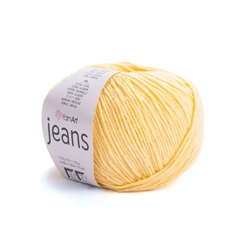 YARNART-JEANS-חוט סריגה קייצי ג'ינס מתאים במיוחד לבובות ובגדי קייץ- 55% כותנה (88) צהוב