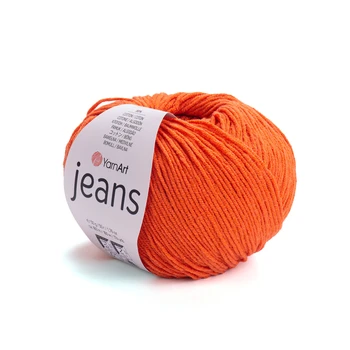 YARNART-JEANS-חוט סריגה קייצי ג'ינס מתאים במיוחד לבובות ובגדי קייץ- 55% כותנה (85) כתום