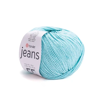 YARNART-JEANS-חוט סריגה קייצי ג'ינס מתאים במיוחד לבובות ובגדי קייץ- 55% כותנה (81) תכלת