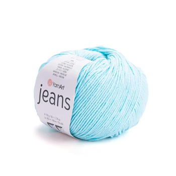 YARNART-JEANS-חוט סריגה קייצי ג'ינס מתאים במיוחד לבובות ובגדי קייץ- 55% כותנה (76) תכלת טורכיז
