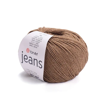 YARNART-JEANS-חוט סריגה קייצי ג'ינס מתאים במיוחד לבובות ובגדי קייץ- 55% כותנה (40) חום