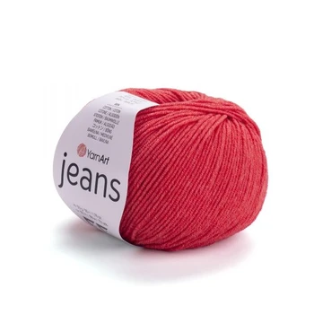 YARNART-JEANS-חוט סריגה קייצי ג'ינס מתאים במיוחד לבובות ובגדי קייץ- 55% כותנה (26) אדום