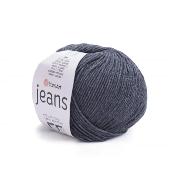 YARNART-JEANS-חוט סריגה קייצי ג'ינס מתאים במיוחד לבובות ובגדי קייץ- 55% כותנה (28) אפור שחור