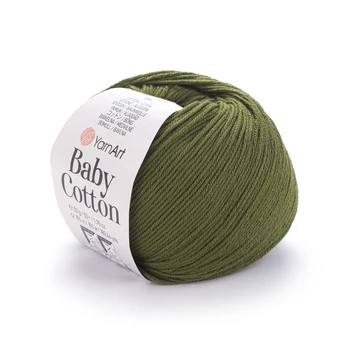 YARNART-BABY-COTTON-חוט סריגה רך ונעים 50% כותנה (443) ירוק זית