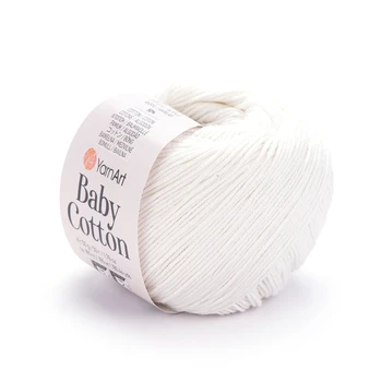 YARNART-BABY-COTTON-חוט סריגה רך ונעים 50% כותנה -401 לבן שמנת