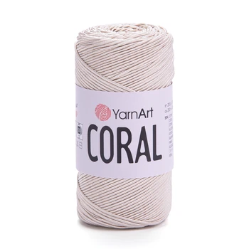 חוט סריגה קורלYARNART-CORAL לסריגת תיקים, רנרים ומפות בצבע-שמנת 1917