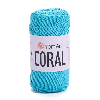 חוט סריגה קורלYARNART-CORAL לסריגת תיקים, רנרים ומפות בצבע-תכלת 1911