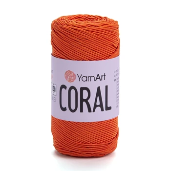 חוט סריגה קורלYARNART-CORAL לסריגת תיקים, רנרים ומפות בצבע-כתום 1908