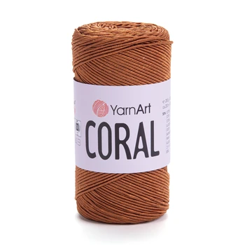 חוט סריגה קורלYARNART-CORAL לסריגת תיקים, רנרים ומפות בצבע-חום זהב 1904