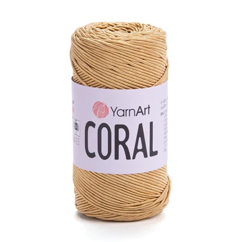 חוט סריגה קורלYARNART-CORAL לסריגת תיקים, רנרים ומפות בצבע-זהב 1903