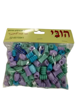 שקית חיסכון של חרוזי אקריל איכותיים עם חור גדול בגווני-סגול טורכיז