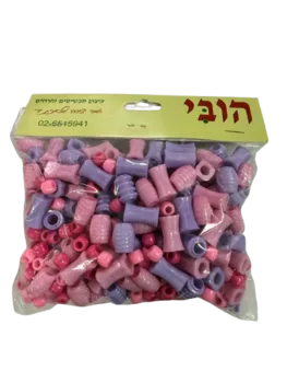 שקית חיסכון של חרוזי אקריל איכותיים עם חור גדול בגווני-ורוד סגול