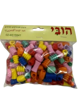 שקית חיסכון של חרוזי אקריל איכותיים עם חור גדול במיקס צבעים