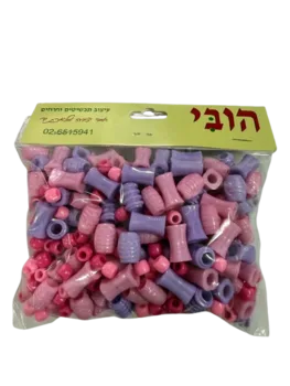 שקית חיסכון של חרוזי אקריל איכותיים עם חור גדול בגווני-ורוד