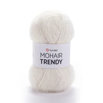 YARNART-MOHAIR-TRENDY-חוט סריגה עם 50% אנגורה- צבע שמנת 1003