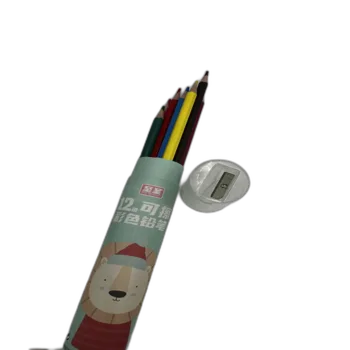 12 עפרונות צבעוניים בכוס עם מחדד