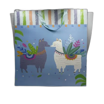 שקית מתנה מעוצבת- לאמה תכלת 30X42X12