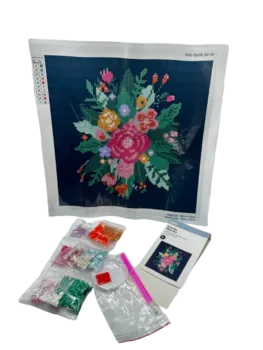 הכנת תמונת שיבוץ יהלומים 30X20 על בד קנווס- פרחים