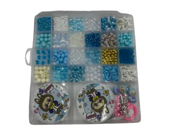 ערכת חרוזים בגווני תכלת בכל מני סוגים