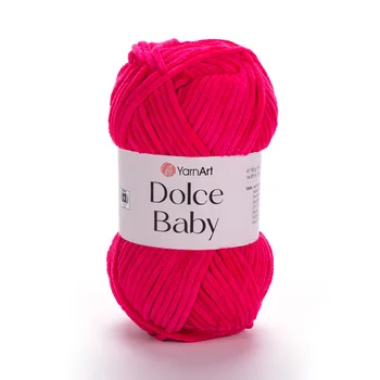 YARNART-DOLCE-BABY-חוט קטיפה דק דולצ'ה- פוקסיה זוהר 759