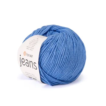 YARNART-JEANS-חוט סריגה קייצי ג'ינס מתאים במיוחד לבובות ובגדי קייץ- 55% כותנה (14) כחול