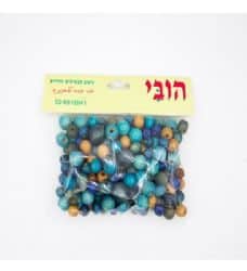 חרוזים ליצירה מעץ בגדלים שונים גווני כחול- במבצע