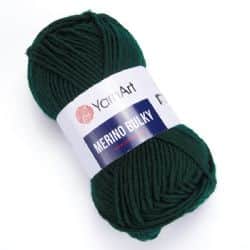 צמר מרינו -MERINO BULKY צמר עבה עם 25% צמר אמיתי בצבע-ירוק בקבוק(590)